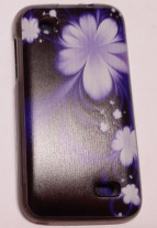 Силиконов гръб ТПУ за Lenovo A369i черен с лилави цветя 